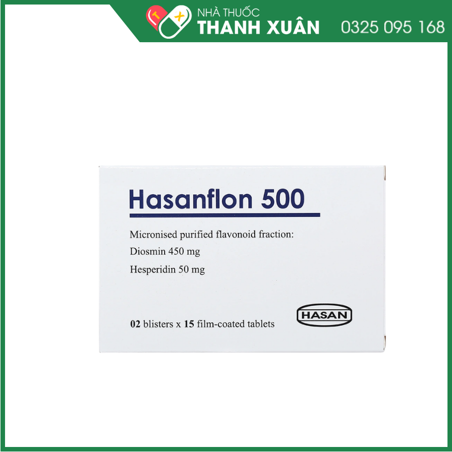 Hasanflon 500 điều trị triệu chứng suy giãn tĩnh mạch, trĩ